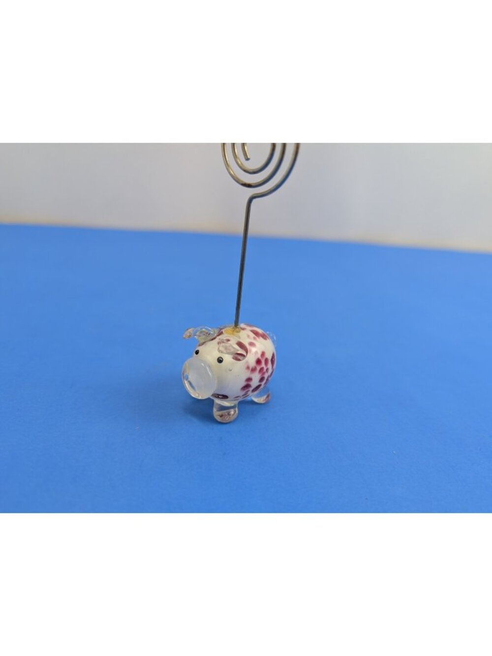 Vintage Mini Art Glass Pig Napkin Notecard Recipe Holder Kitchen Home Decor